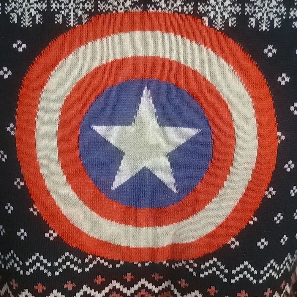 Marvel Captain America Themed Men's Sweater - Red and Blue Size Medium - Picture 3 of 5